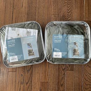 T-Cushion Wingback Slipcover by Sure Fit Color Dark Green Qty 2.